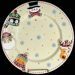 Temptations Winter Whimsy Platter Cake Plate Serving Round Ceramic Christmas 13”